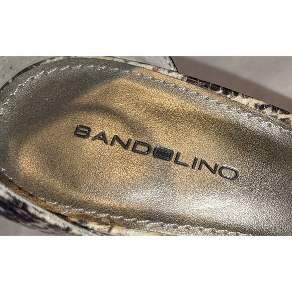 BANDOLINO Isbieal Women's Open Toe Heeled Sandals Ankle Strap Blk White Snake 9M - Picture 9 of 9